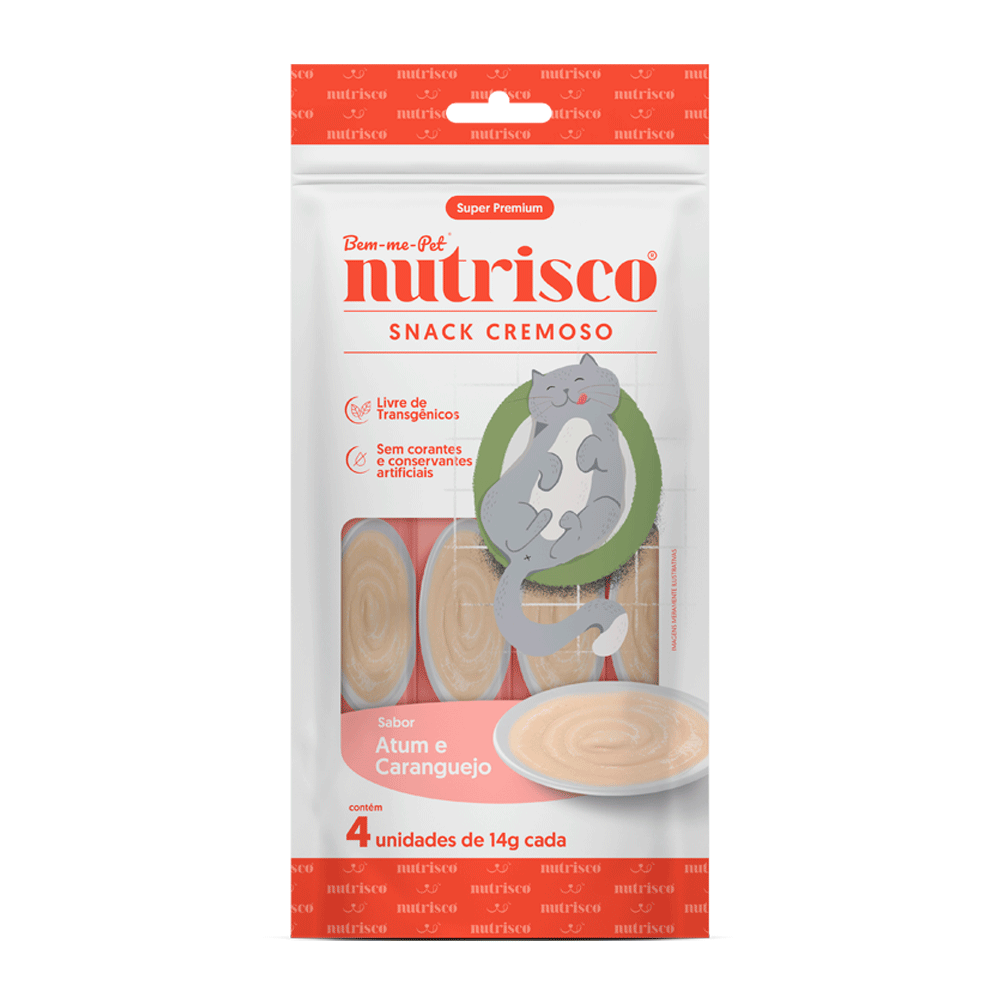 Snack Cremoso Nutrisco para Gatos Adultos Sabor Atum e Caranguejo 56g