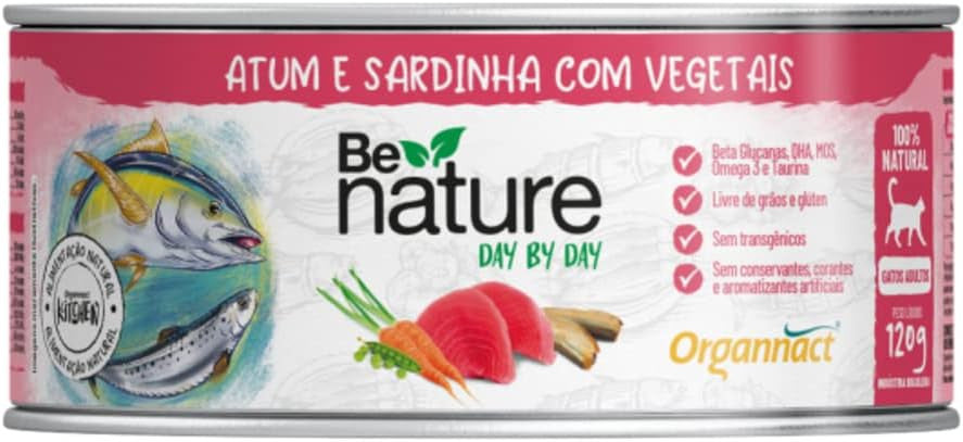 Ração Be Nature Day By Day Gatos Adultos Sabor Atum e Sardinha com Vegetais Organnact 120G