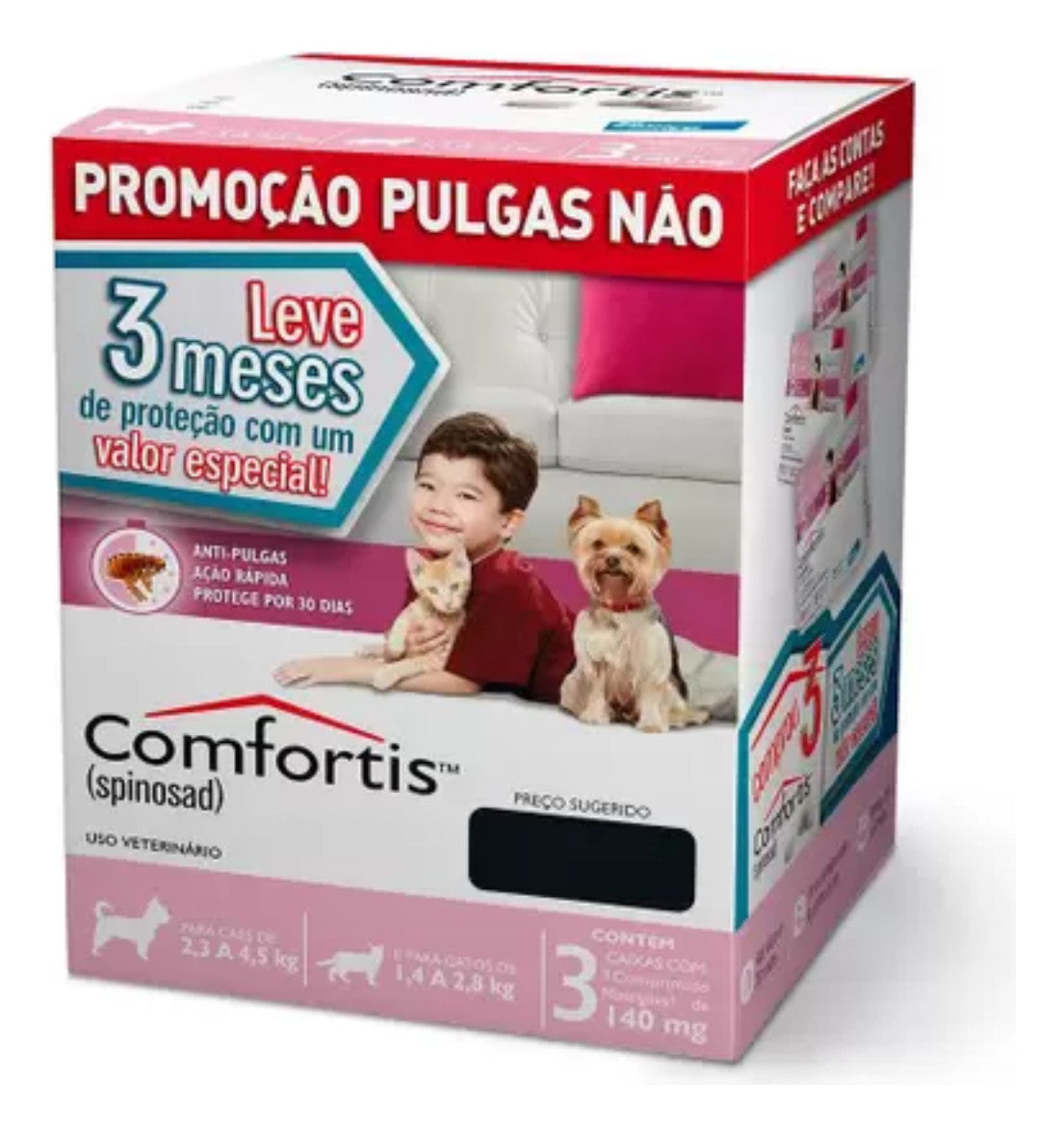 Combo Comfortis Cães 2,3 A 4,5Kg E Gatos 1,4 A 2,8Kg -140 Mg