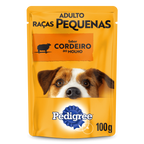 Ração Úmida Pedigree Sachê Cordeiro ao Molho para Cães Adultos de Raças Pequenas 100 g 10un