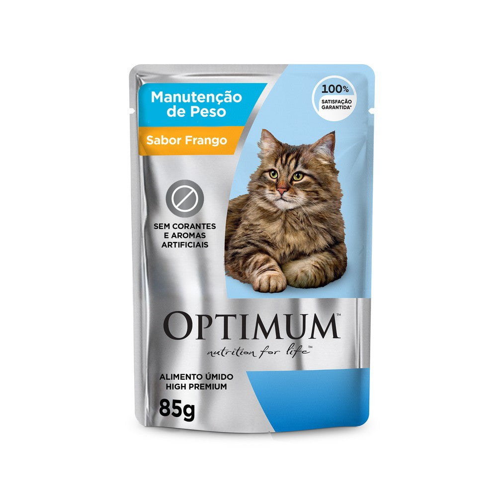 Ração Úmida Optimum Sachê para Gatos Adultos Manutenção de Peso Frango 85 g