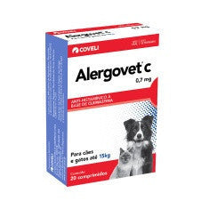 Antialérgico Alergovet Coveli para Cães e Gatos 20 Comprimidos