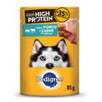 Ração Úmida Pedigree Sachê High Protein Cães Adultos Porco e Carne Ao Molho 85 g 15un