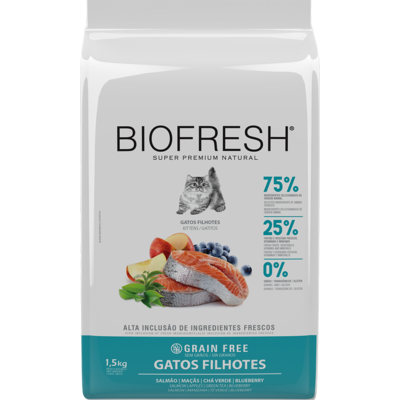 Ração Seca Biofresh Salmão, Maçãs, Chá Verde e Blueberry para Gatos Filhotes - 400 g