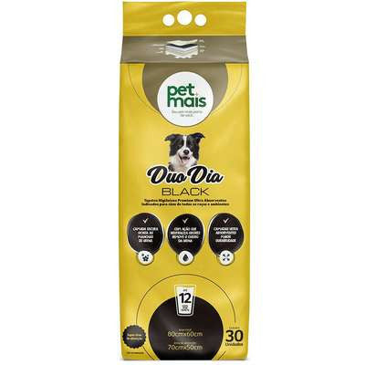 Tapete Higiênico Duo Dia Black para Cães Petmais 30Un